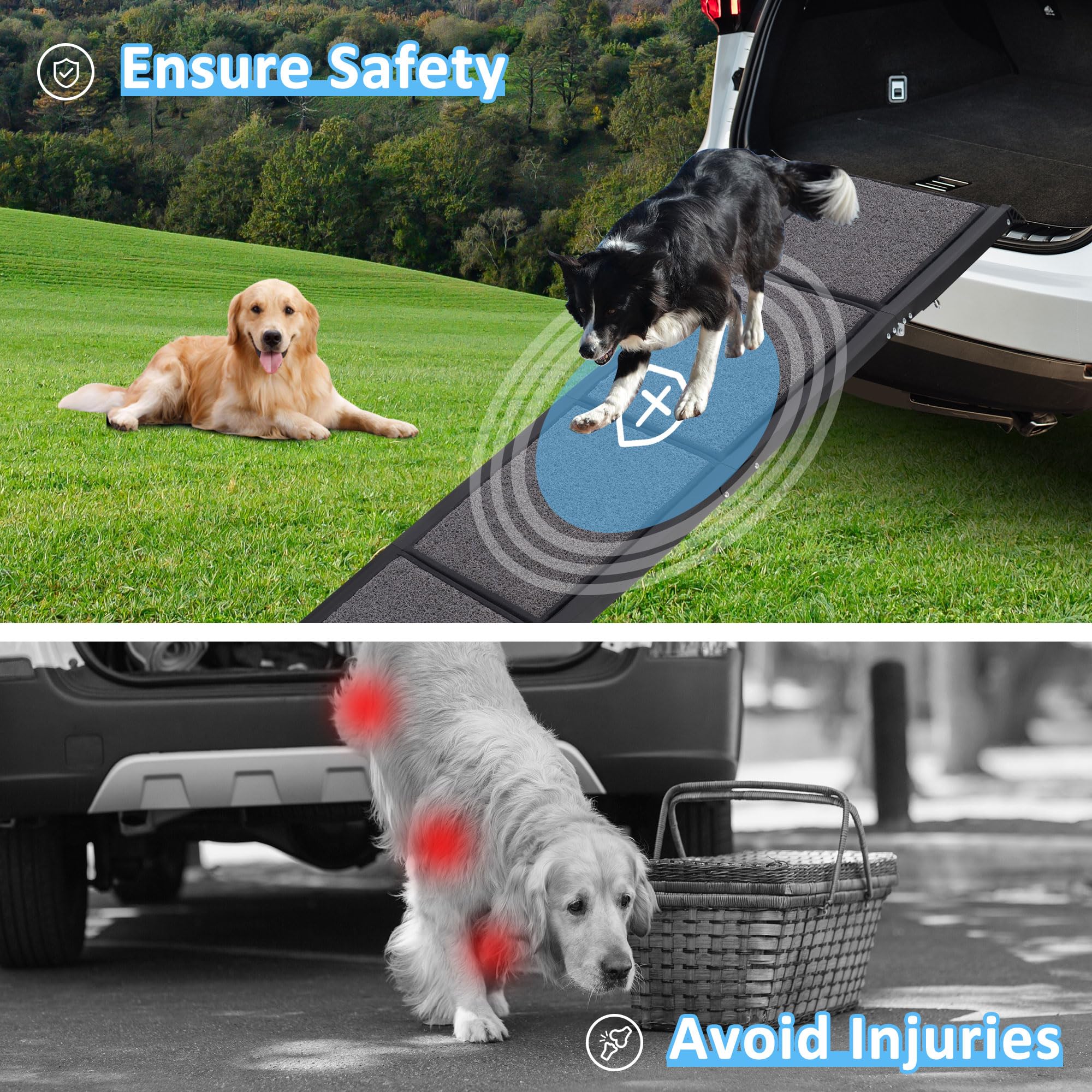 HABUTWAY Extra Wide Dog Ramp for Cars - 250LBS Capacity, 71''L x 20''W Portable Folding Pet Ramp for Large Dogs, Non-Slip SUV & Truck Dog Steps for Medium to Large Breeds | Perfect for Travel, Vet Visits & Home Use