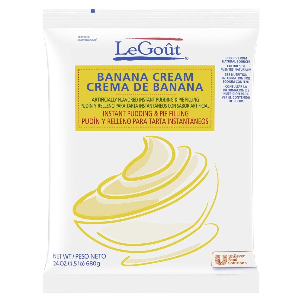 LeGout Banana Cream Instant Pudding & Pie Filling - 24 oz (Pack of 12) | All-Natural Ingredients | Perfect for Desserts, Baking & Quick Snacks