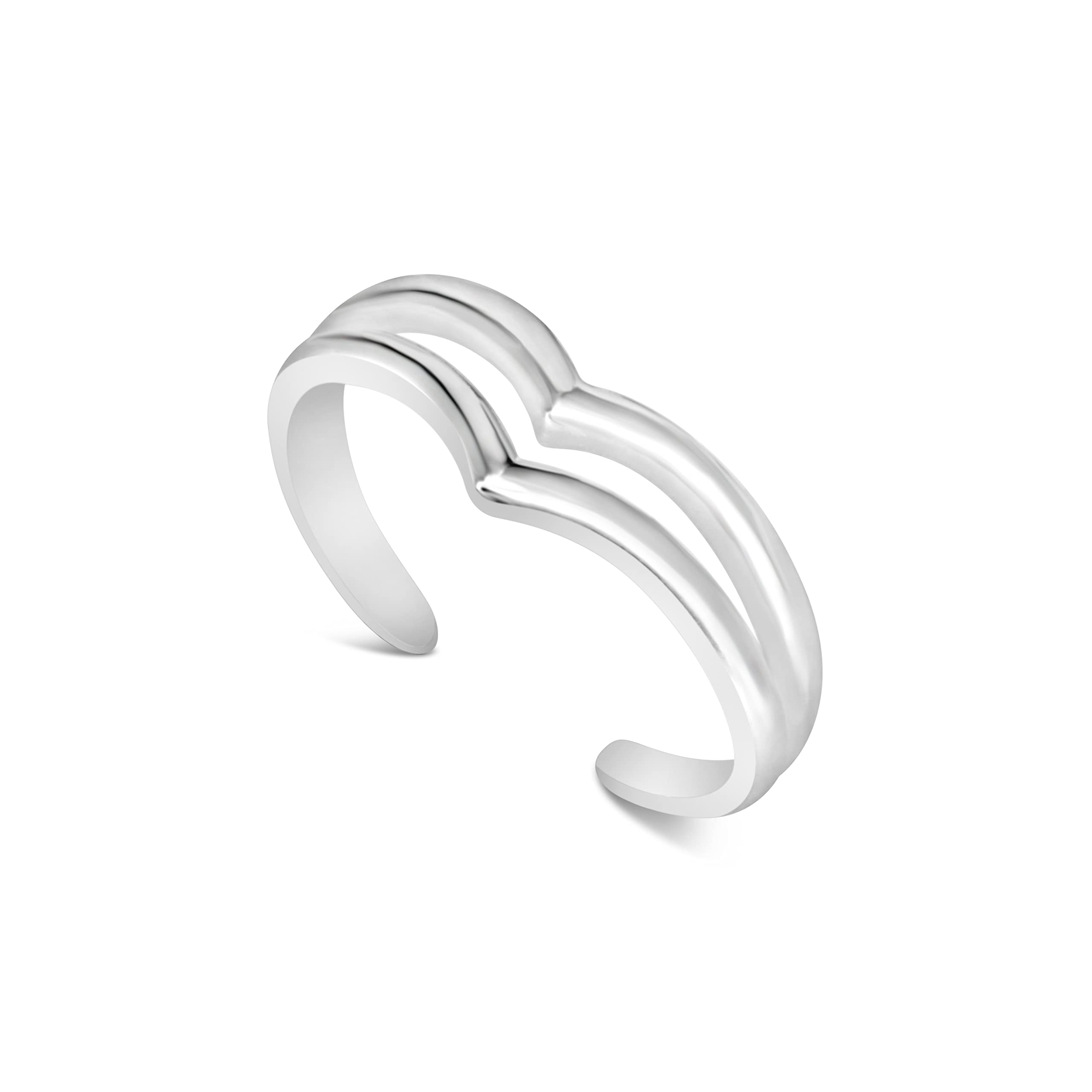 Handmade 925 Sterling Silver V-Shape Adjustable Toe Ring - Double Chevron Dainty Open Toe Design for Women | Perfect for Pinky or Knuckle Rings | Elegant Foot Jewelry for Beach, Summer & Boho Fashion | By MiYa Jewelry Creations