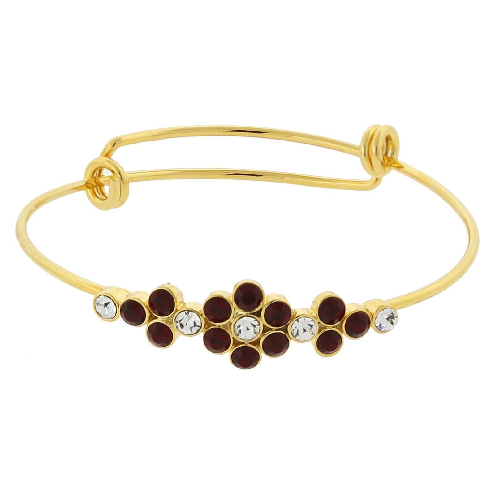 1928 Crystal Flower Wire Bangle Bracelet - Elegant Vintage Jewelry for Women, Perfect for Weddings, Parties & Special Occasions