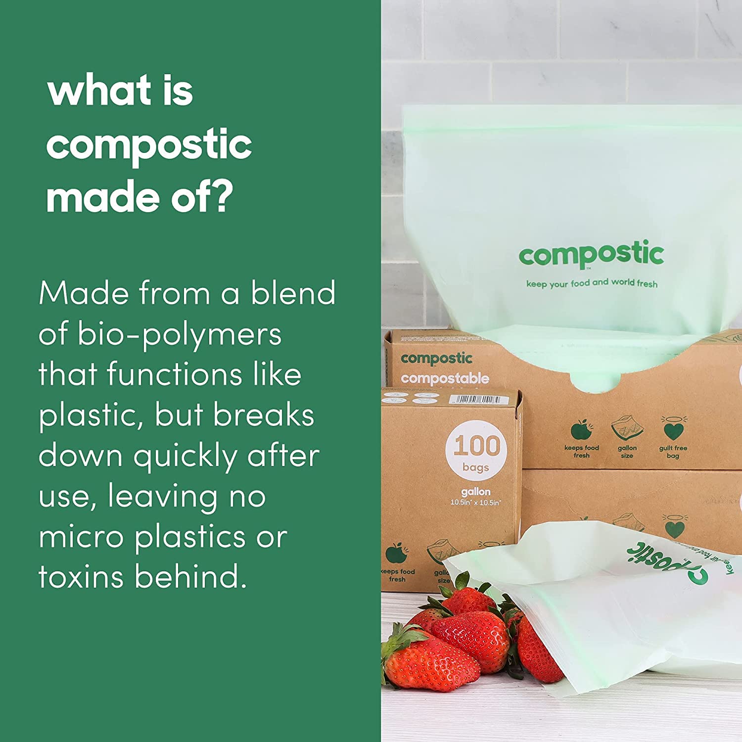 **Eco-Friendly Home Compostable Resealable Gallon Bags (10.5