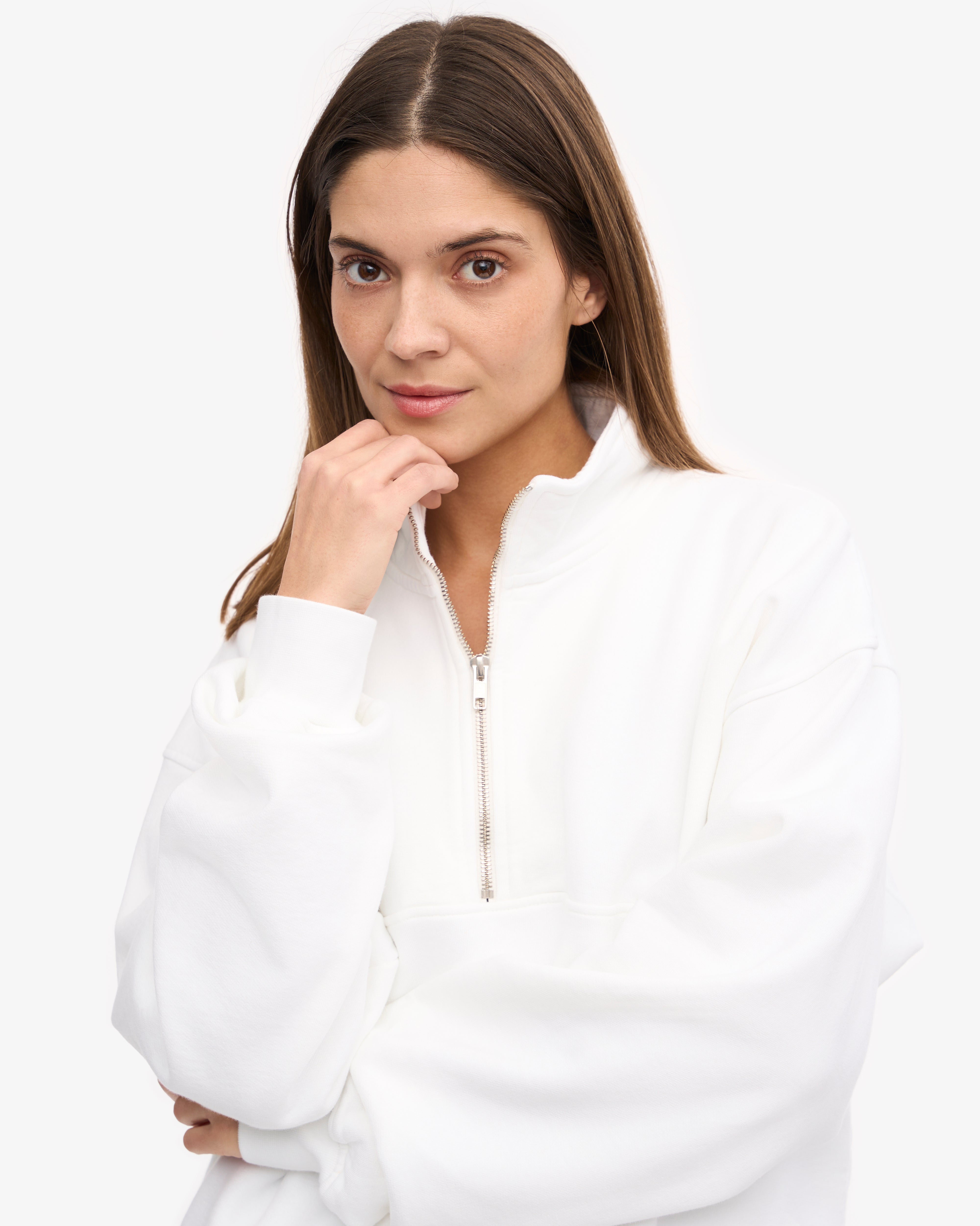 Organic Quarter Zip Sweatshirt for Men & Women | Soft & Comfortable Pullover | Optical White | Perfect for Casual Wear, Outdoor Activities & Layering