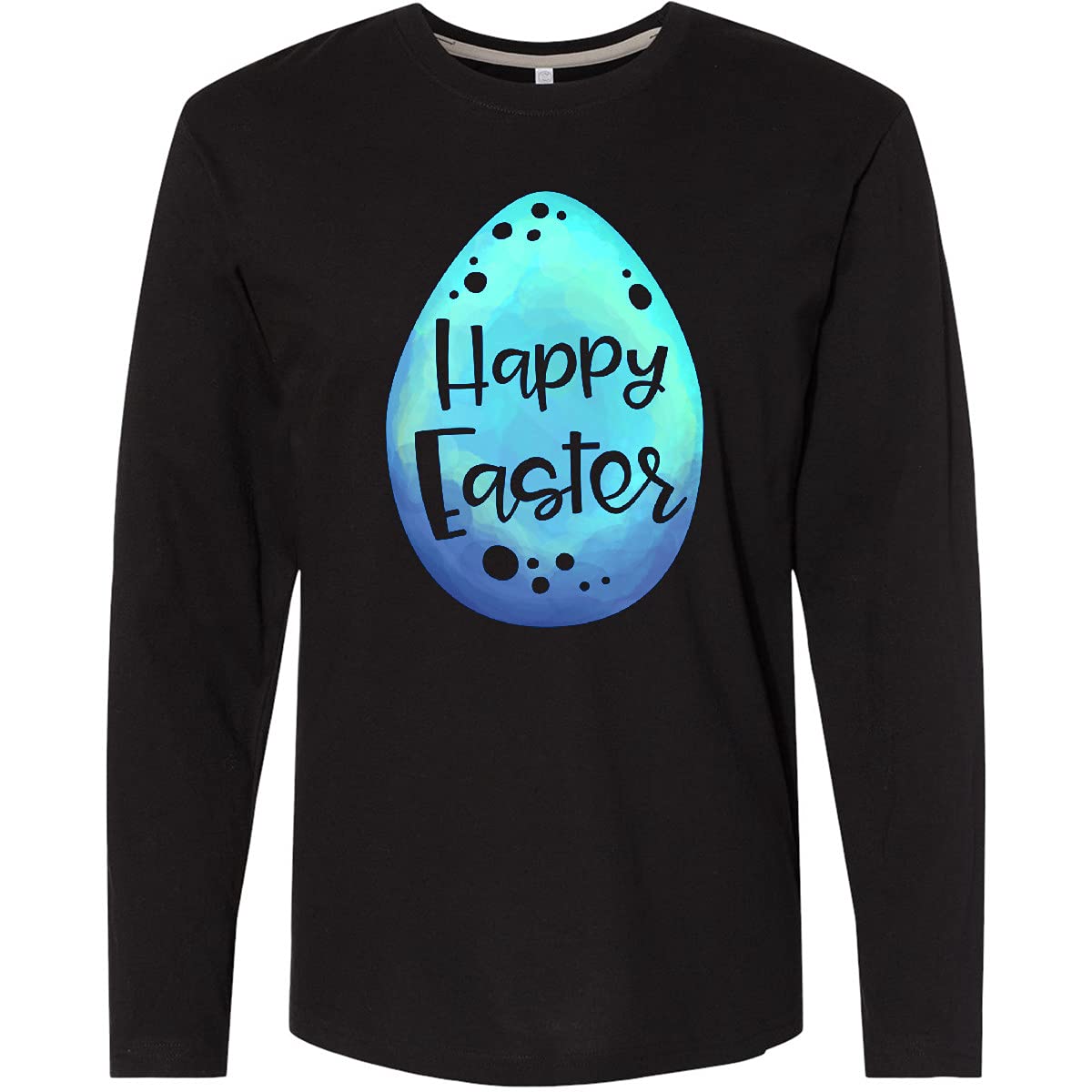 Inktastic Happy Easter Blue Easter Egg Design Adult Long Sleeve T-Shirt - Perfect for Easter Celebrations, Spring Outfits & Holiday Gifts