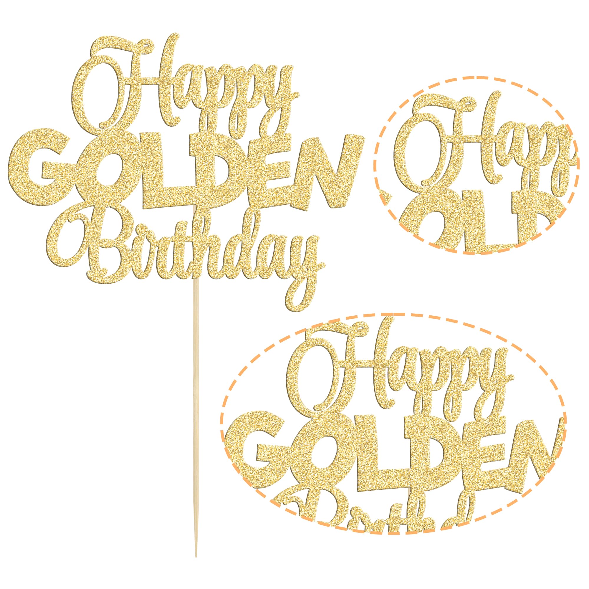 Golden Birthday Cake Topper for 1st, 10th, 15th, 18th, 21st, 25th, 30th, 40th, 50th, 60th, 70th, 80th, 90th & 100th Birthday Celebrations - Elegant Party Decorations for Milestone Birthdays, Anniversaries & Special Occasions