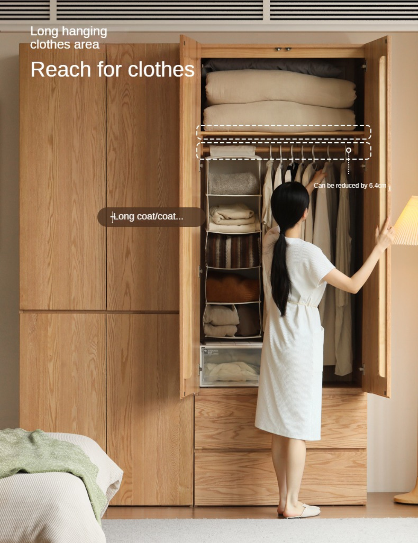 Oak Solid Wood Sectional Wardrobe - Spacious Modular Closet Organizer for Bedroom & Walk-in Closets | Durable Storage Solution for Clothes, Shoes & Accessories