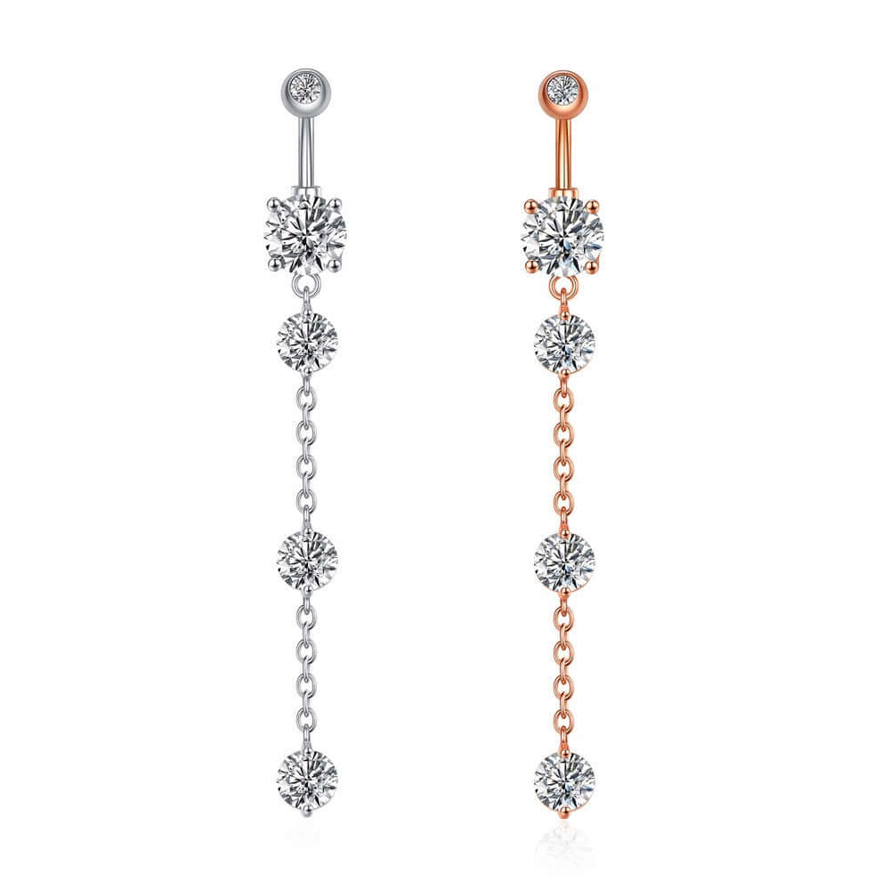 Sparkling Tassel Belly Button Rings | WH2574 - Stylish Body Jewelry for Parties, Beach & Festival Outfits