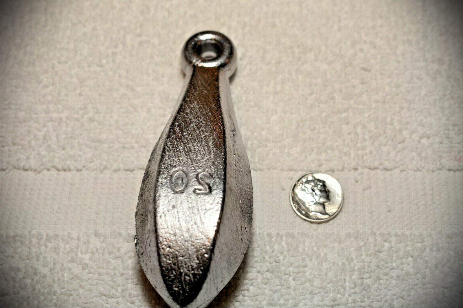 20 Oz Bank Fishing Lead Weights - 4 Sinkers for Deep Drop Fishing | Freshwater & Saltwater Sinker Molds | Perfect for Shoreline, Pier & Boat Fishing