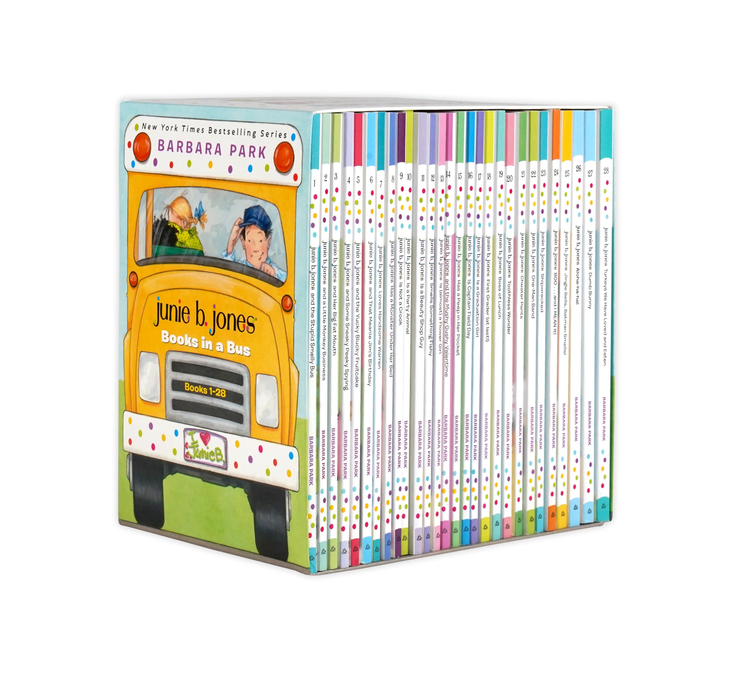 Junie B. Jones Complete 28-Book Box Set Collection (Books 1-28) in a Bus-Shaped Case - Perfect for Kids' Reading, Classroom Libraries & Gift Giving