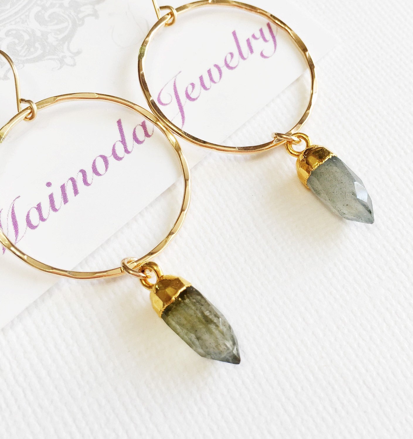 Labradorite Earrings for Women - Zoe Style Dangle Earrings (E271) | Boho Chic Jewelry for Party, Wedding & Everyday Wear