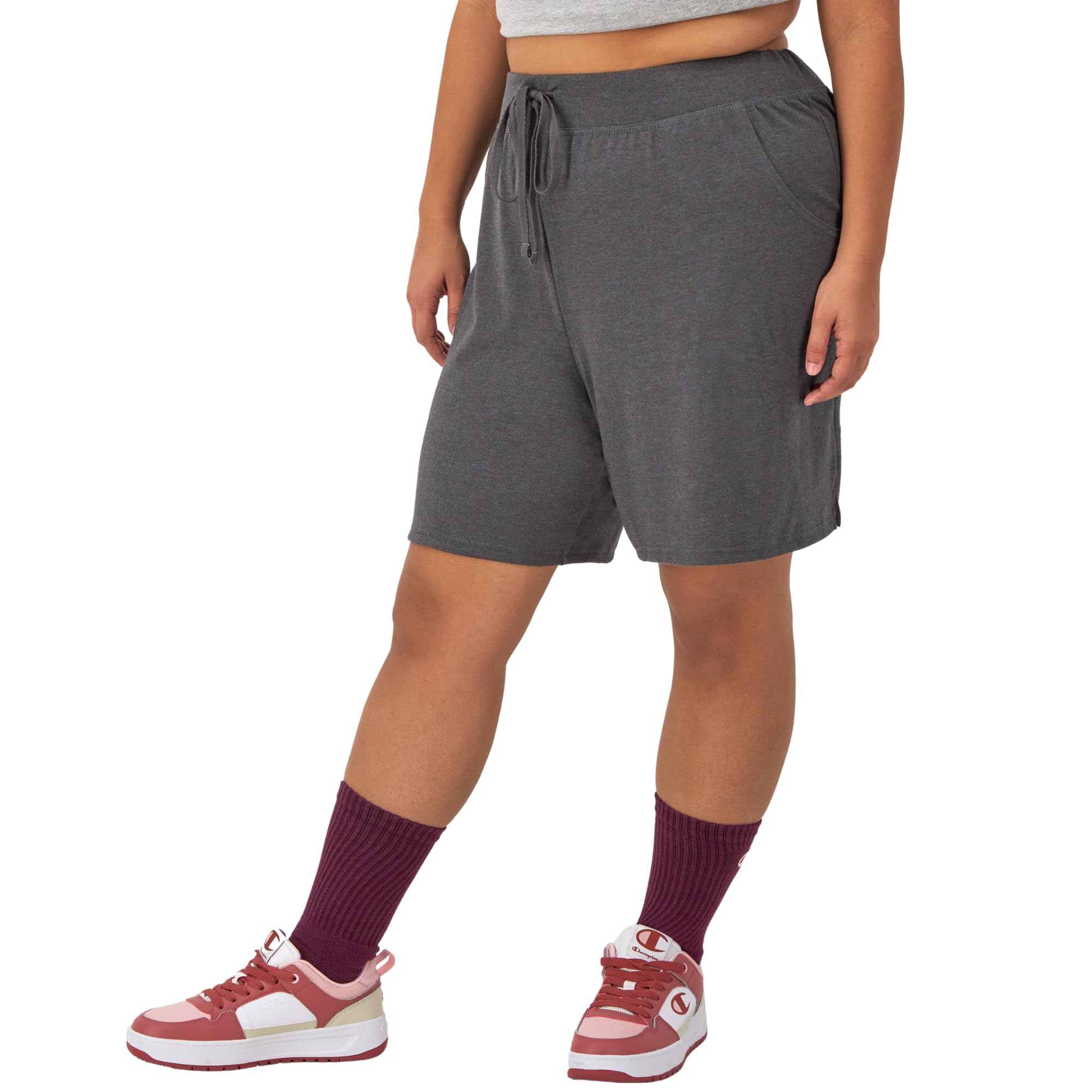 Champion Women's Lightweight Lounge Shorts - Soft Jersey Comfortable Athletic Shorts for Women (Plus Size Available) - Perfect for Yoga, Running, and Casual Wear