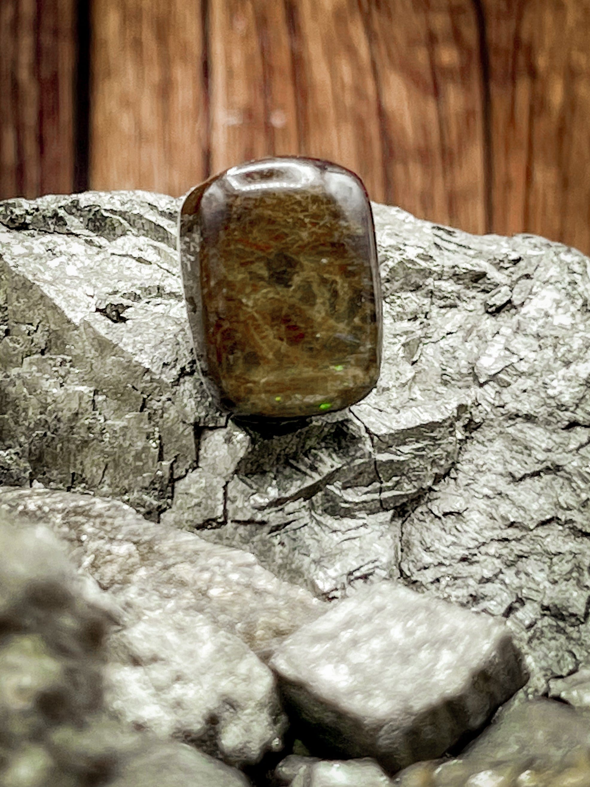 Natural Ammolite Cabochon Gemstone (2g, Resin Coated) - Perfect for Jewelry Making, Wire Wrapping & Collectors