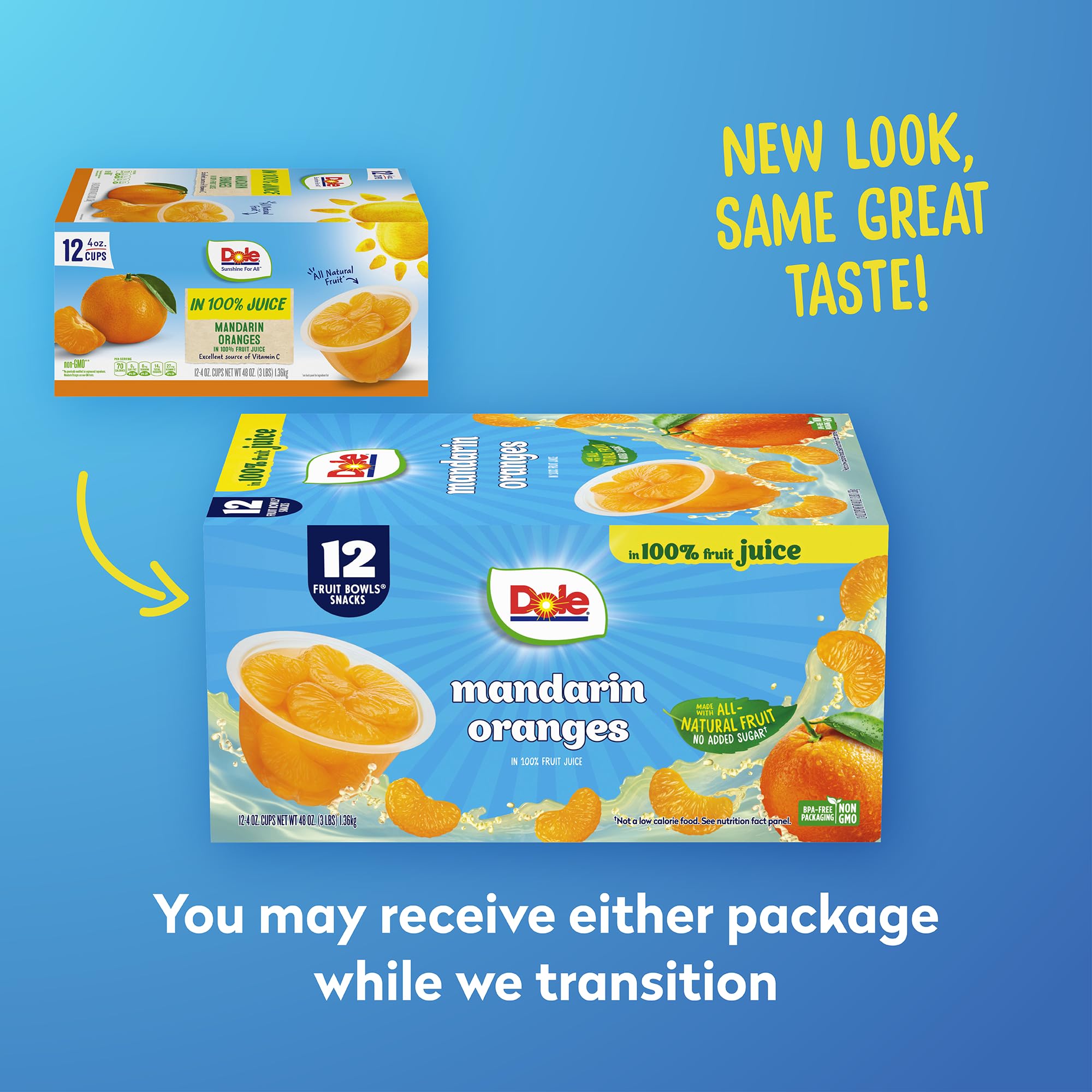 Dole Mandarin Oranges in 100% Juice - 12 Pack (4oz Cups) | Gluten Free, Dairy Free Fruit Snacks for Kids & Adults | Healthy Lunch, School Snacks & On-the-Go Treats