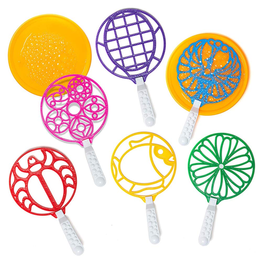 Clispeed 8-Piece Large Bubble Wand Set with Tray - Plastic Bubble Blowing Toys for Kids, Summer Outdoor Games, Birthday Parties & Backyard Fun (Assorted Colors) - Perfect for Park Playdates, Beach Activities & Garden Entertainment