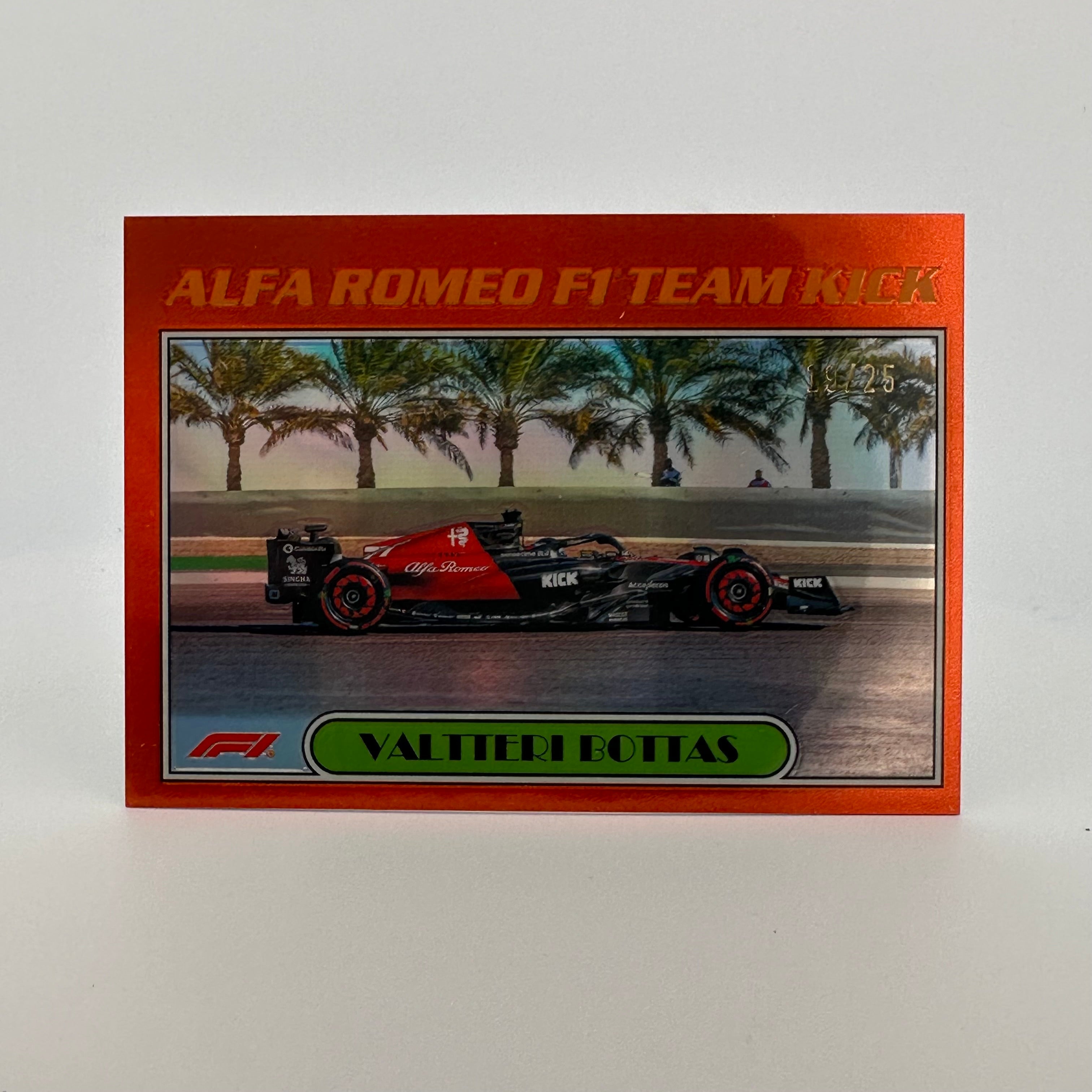 Valteri Bottas Alfa Romeo #AU77 VB 1977-2023 Chrome Orange 1:19/25 Scale Model - Perfect for F1 Collectors, Display Cases, and Racing Enthusiasts