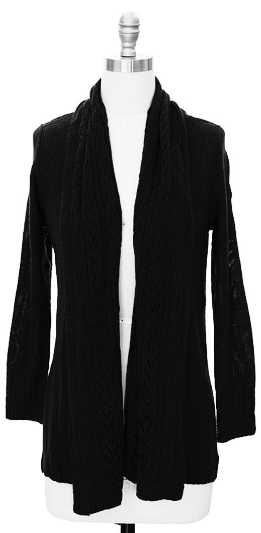 Vintage Knit Draped Cardigan for Women - Soft Chunky Open Front Sweater - Cozy Fall Winter Fashion - Perfect for Layering, Office Wear & Casual Outfits