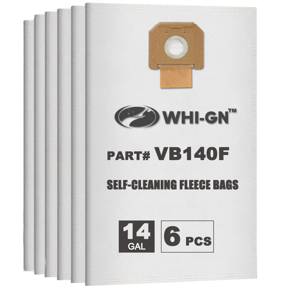 BOSCH VB140F Fleece Filter Bags Replacement (6 Pack) - Compatible with BOSCH 14 Gallon Dust Extractors VAC140 - Perfect for Woodworking, Construction Dust Collection & Workshop Cleaning