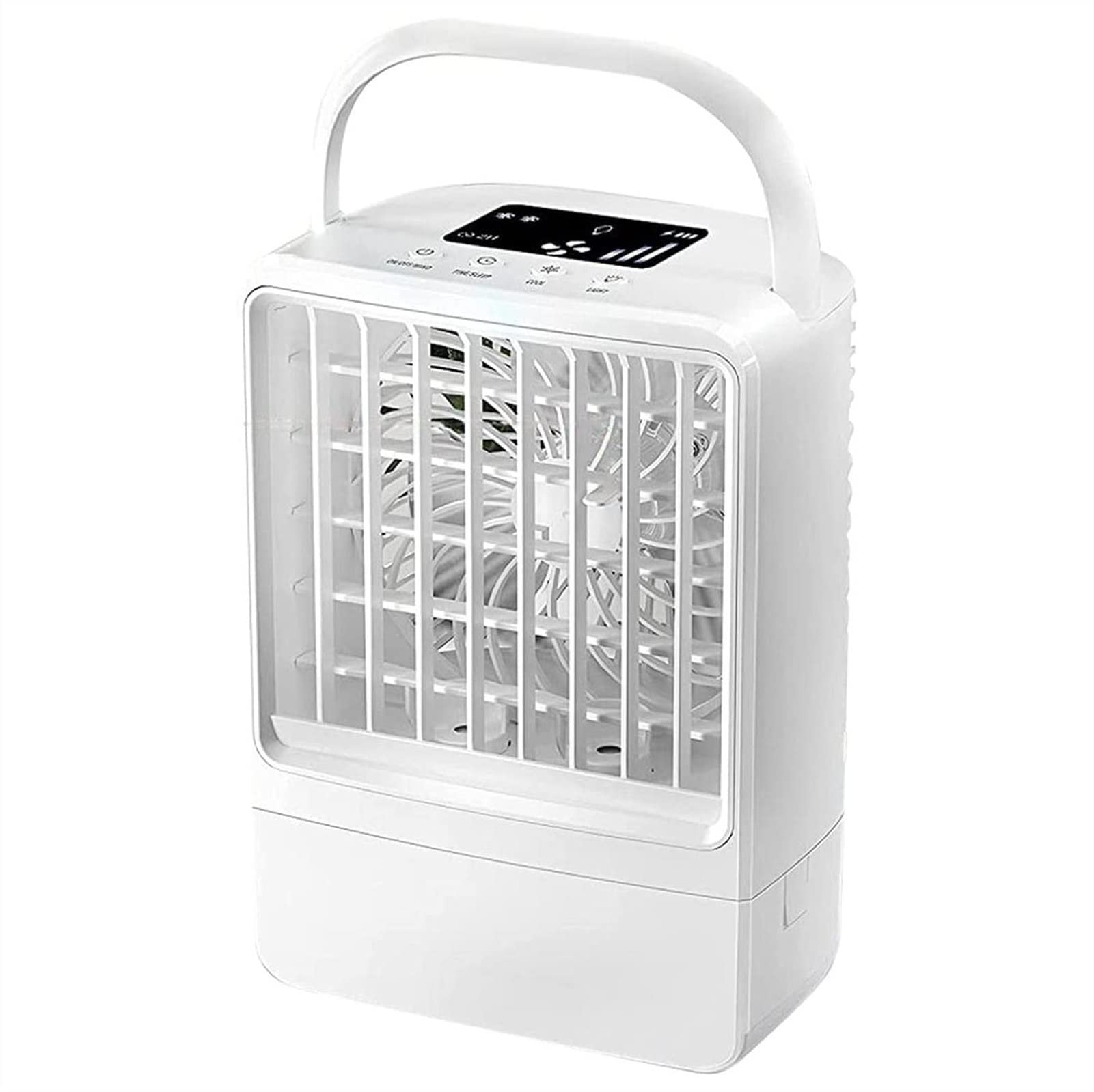 Portable Air Conditioner Fan - Personal Evaporative Air Cooler with USB Rechargeable Battery, Compact Desk Cooling Fan for Home, Office, Bedroom & Outdoor Use (White) - Perfect for Summer, Travel & Small Spaces