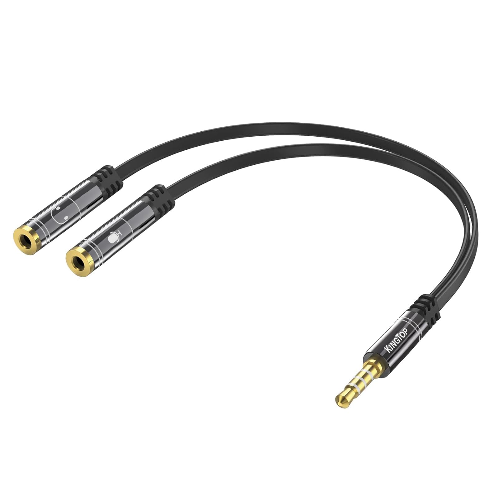 KINGTOP 3.5mm Headphone Mic Splitter Cable - Audio & Microphone Splitter Adapter for PC, Laptop, Gaming Headsets - Compatible with Single Jack Headsets (Not for Dual Audio) - Perfect for Online Gaming, Video Calls & Streaming
