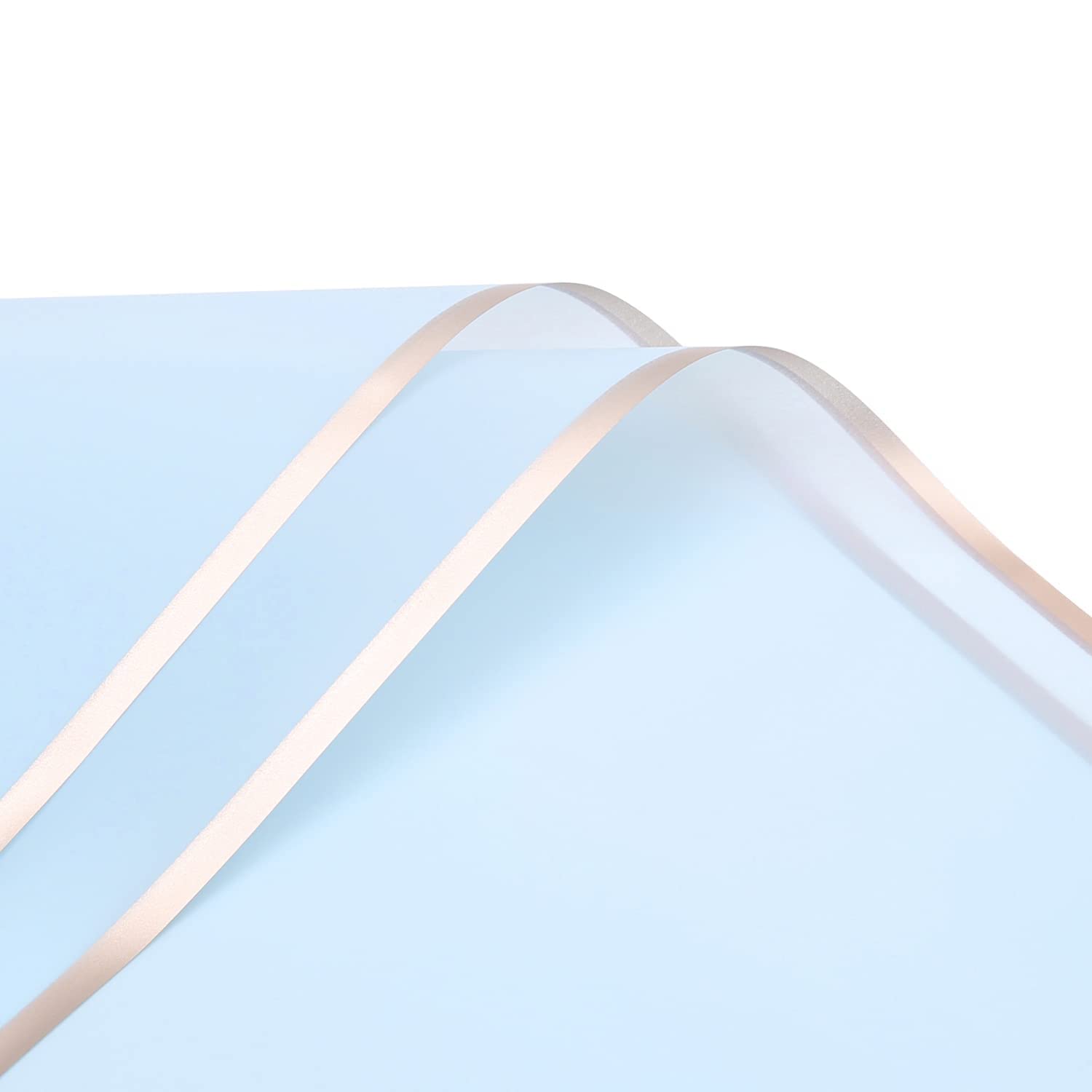 Frosted Gold Wrapping Paper - 20 Sheets 22.4x22.4 Inches, Semi-Transparent Waterproof Plastic for Flower Packaging, DIY Crafts, Gift Wrapping - Shallow Blue (Perfect for Wedding Decor, Birthday Presents & Handmade Card Making)