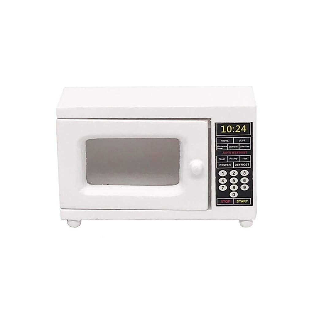 1:12 Scale Dollhouse Miniature Furniture - Wooden Microwave Oven White for Dollhouse Decoration | Perfect for DIY Dollhouse Accessories, Miniature Room Displays & Collectors