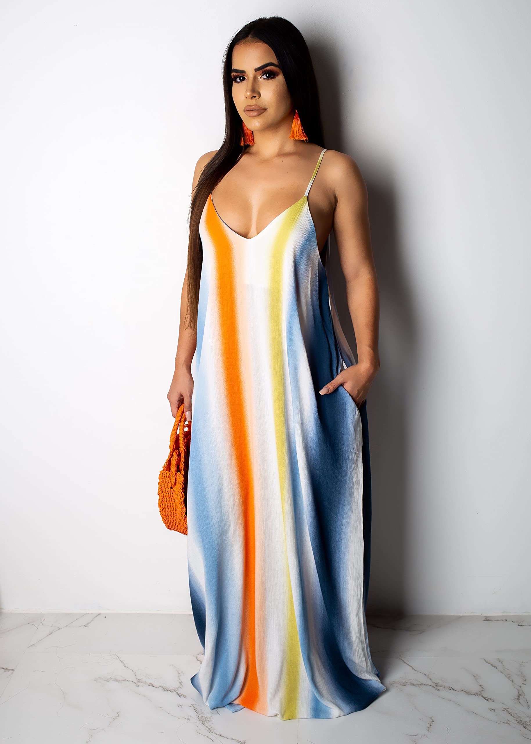 BessCops Women's Summer Maxi Dress 2025 - Plus Size Casual Sundress, Sleeveless Loose Long Dress with Pockets | Beach Vacation, Party Wear, Everyday Outfit