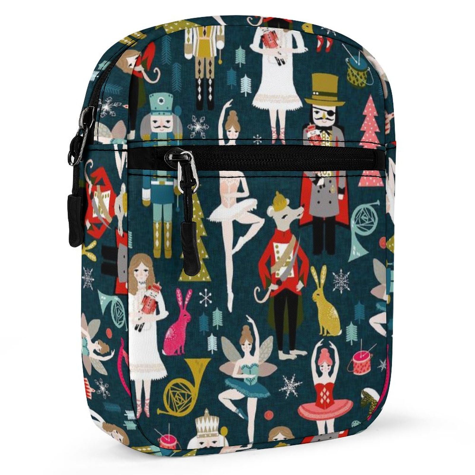 Nutcracker Ballet Small Crossbody Bag - Adjustable Satchel Shoulder Purse for Women & Men - Perfect for Travel, Concerts & Holiday Events
