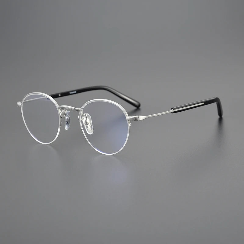Lightweight Unisex Black Semi-Rimless Round Titanium Eyeglasses (110g) - Perfect for Reading, Work & Everyday Wear