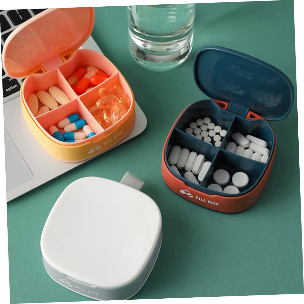 3-Piece Travel Pill Organizer Box - Portable Medicine Container Case for Daily Pills, Vitamins & Supplements - Compact Flat Design Perfect for Travel, Work & Gym