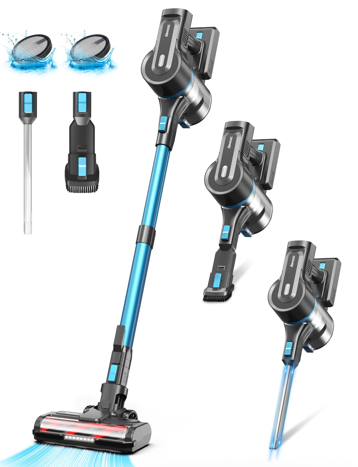 DEVOAC Cordless Vacuum Cleaner - 28KPa Powerful Suction, 350W Brushless Motor, Lightweight Stick Vacuum with 45 Min Runtime for Carpet & Hard Floors - Ideal for Pet Hair Removal, Home Cleaning & Car Detailing