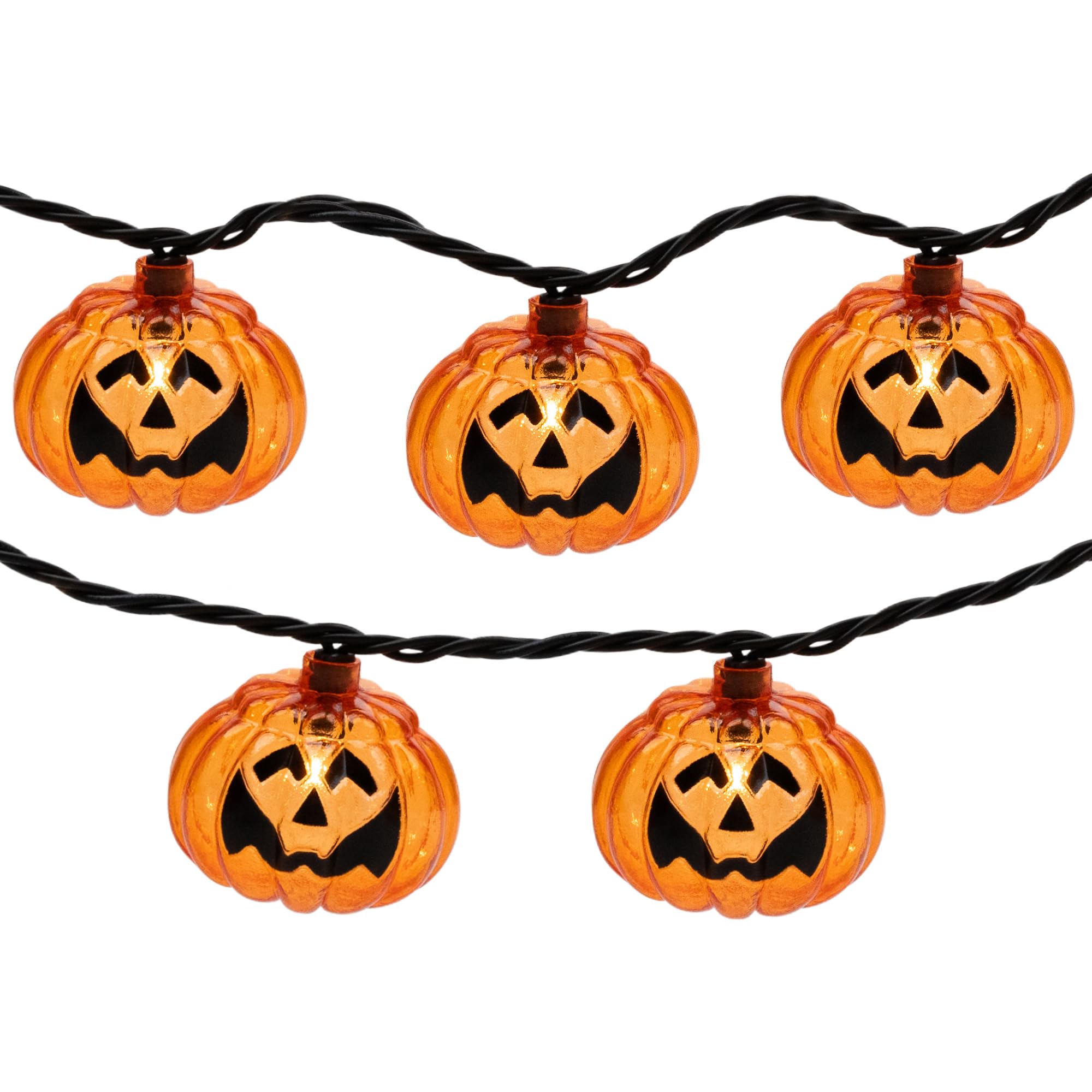 Northlight Jack O'Lantern Halloween Lights - Clear LED String Lights with 7.5' Black Wire - Perfect for Indoor/Outdoor Halloween Decorations, Parties & Pumpkin Displays