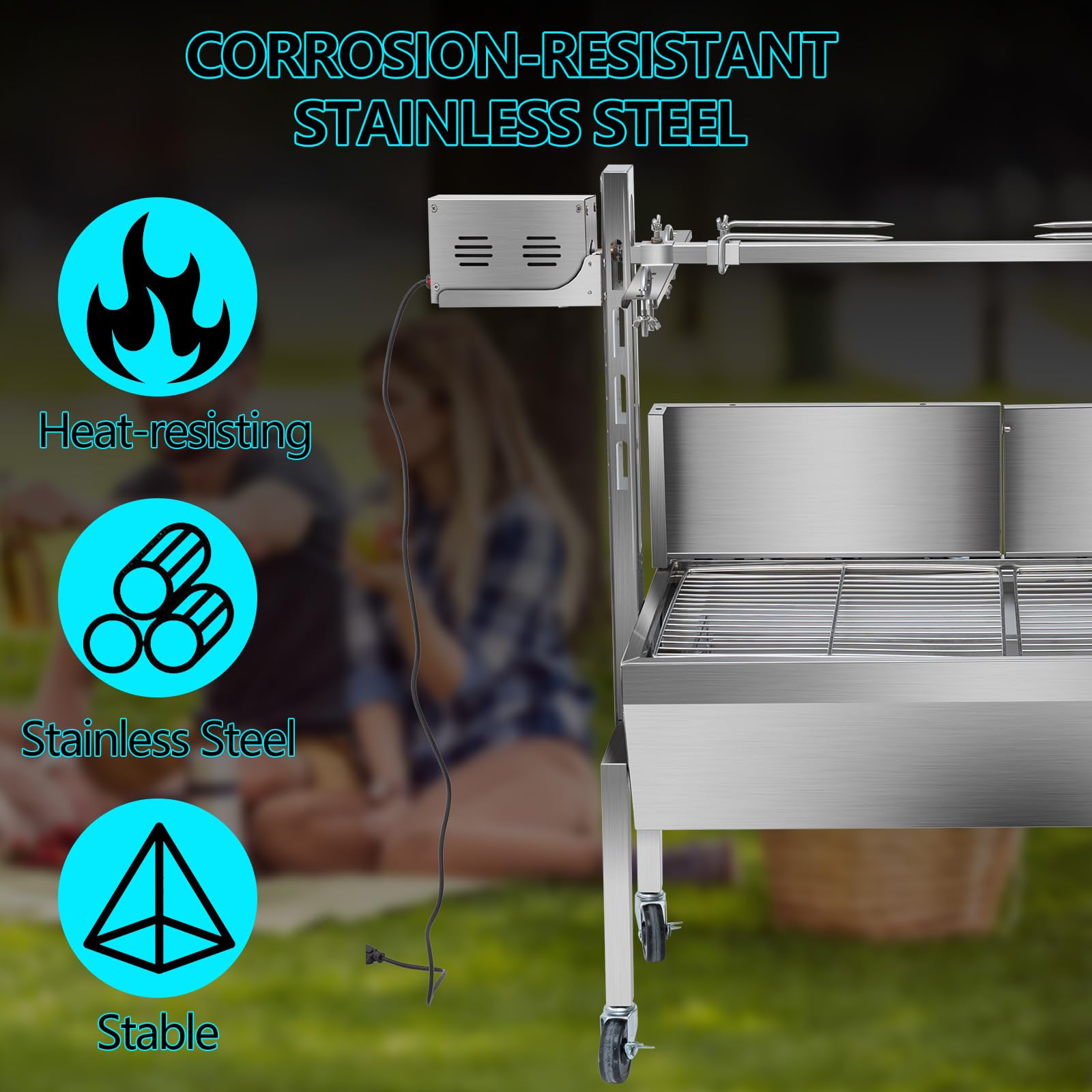 40W Electric BBQ Rotisserie Grill Kit - 48