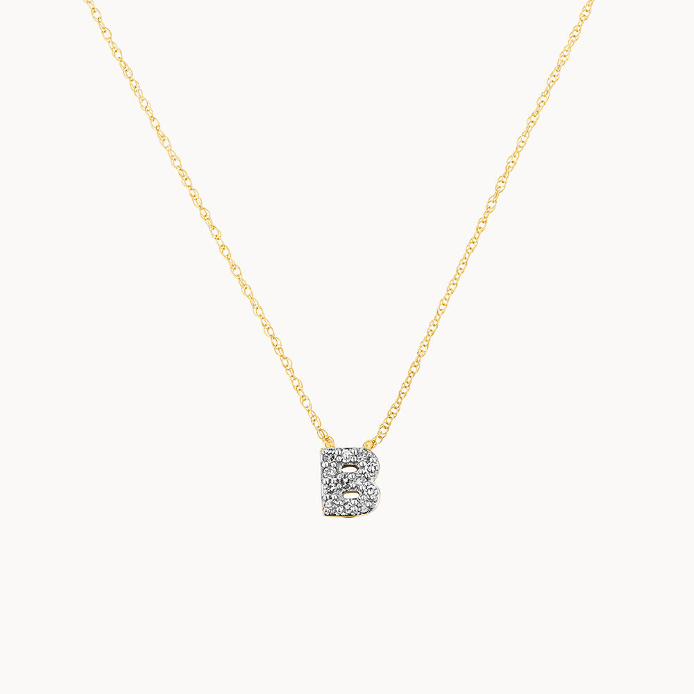 10k Gold Diamond Letter B Necklace - Elegant Personalized Jewelry for Women, Perfect for Gifts, Anniversaries, and Special Occasions
