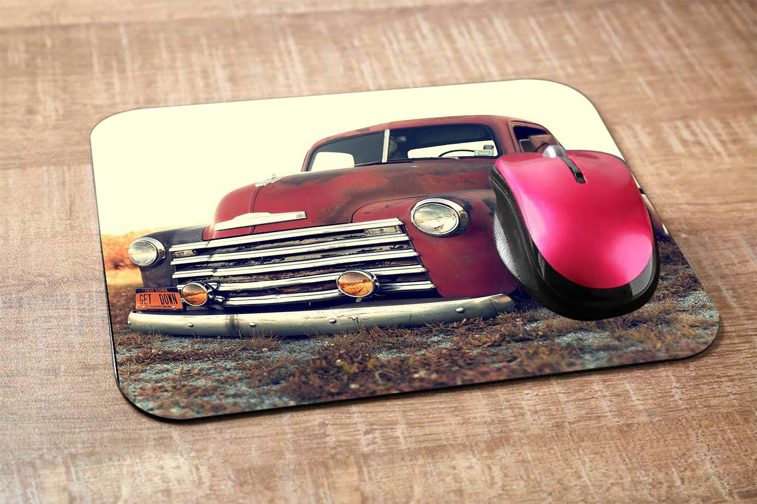 Red Truck in Field Gaming Mouse Pad - 9.5x7.9 Inch Non-Slip Rubber Base Computer Desk Mat for PC, Laptop & Office Use | Perfect for Gaming, Work & Home Office Setup