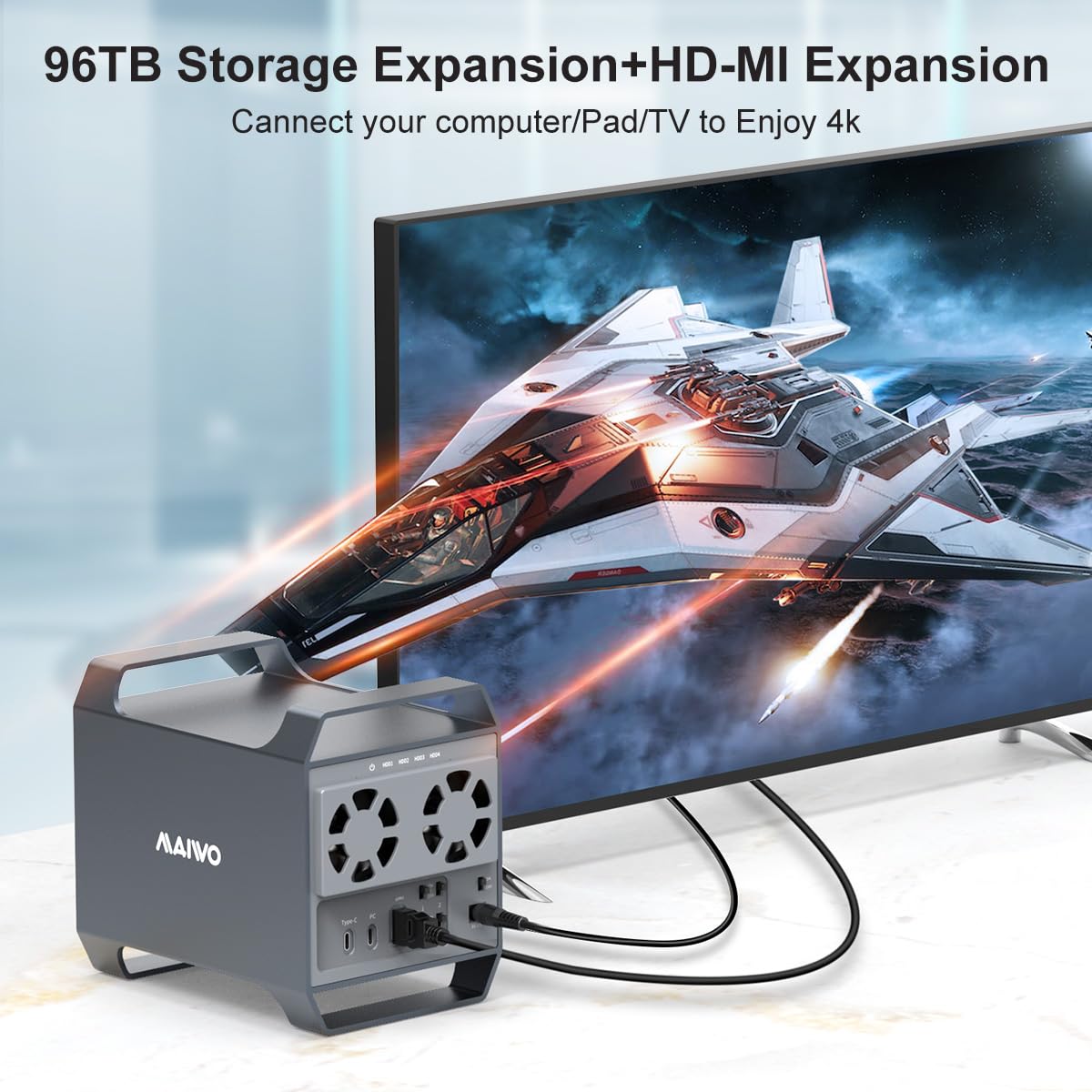 MAIWO 4 Bay USB-C Hard Drive Enclosure - 10Gbps High-Speed DAS for 3.5