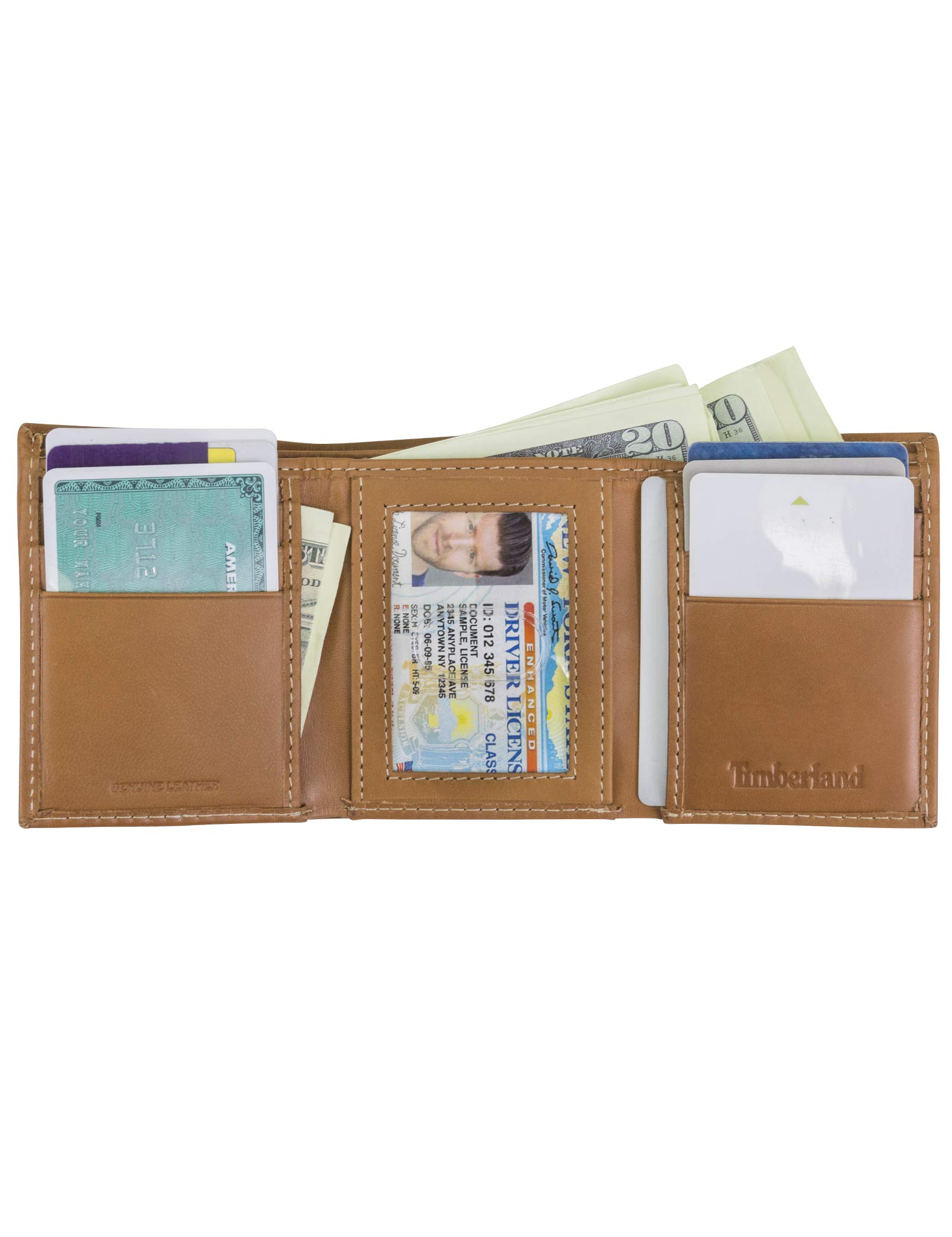 Timberland Men's Leather Trifold Wallet with ID Window - Durable Tri-Fold Design for Everyday Carry & Travel