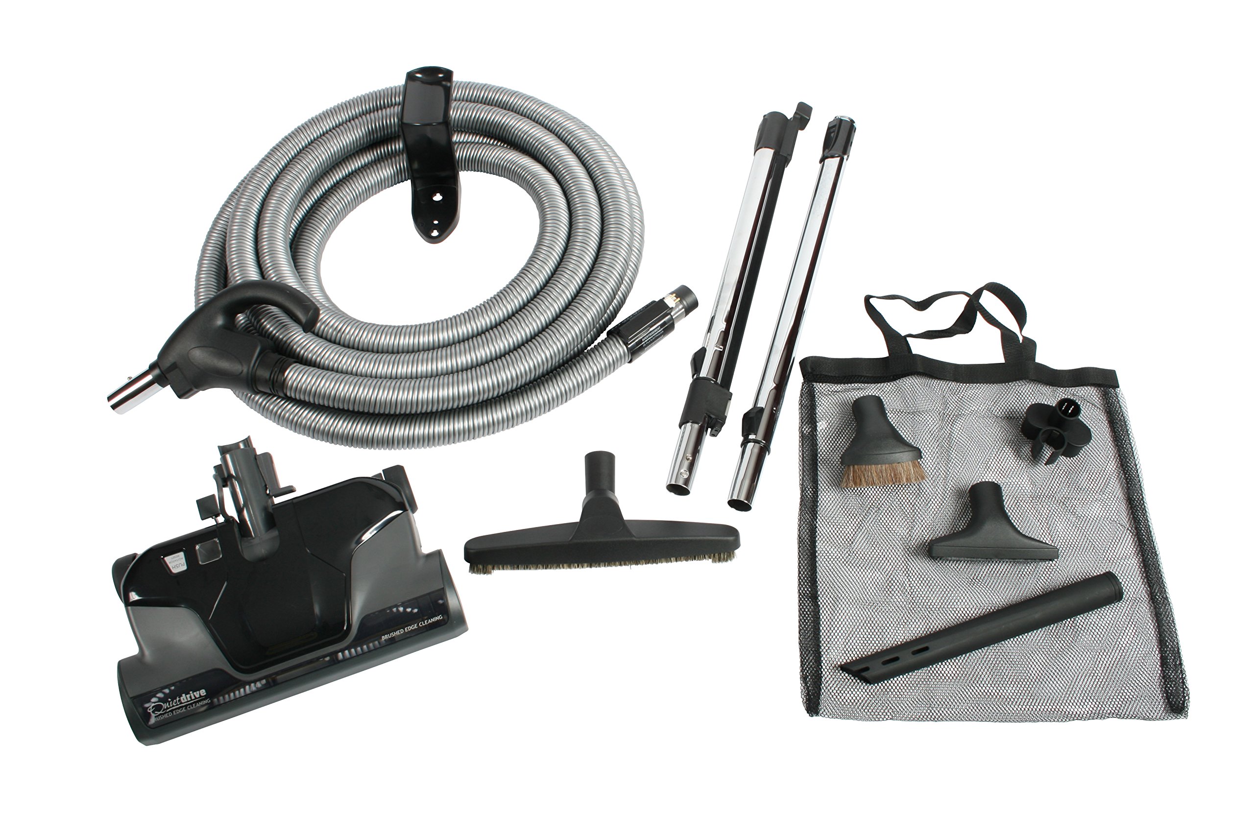 Cen-Tec Systems Central Vacuum Electric Powerhead Kit with Direct Connect Hose - Black | Powerful Cleaning for Hard Floors & Carpets | Ideal for Home & Commercial Use