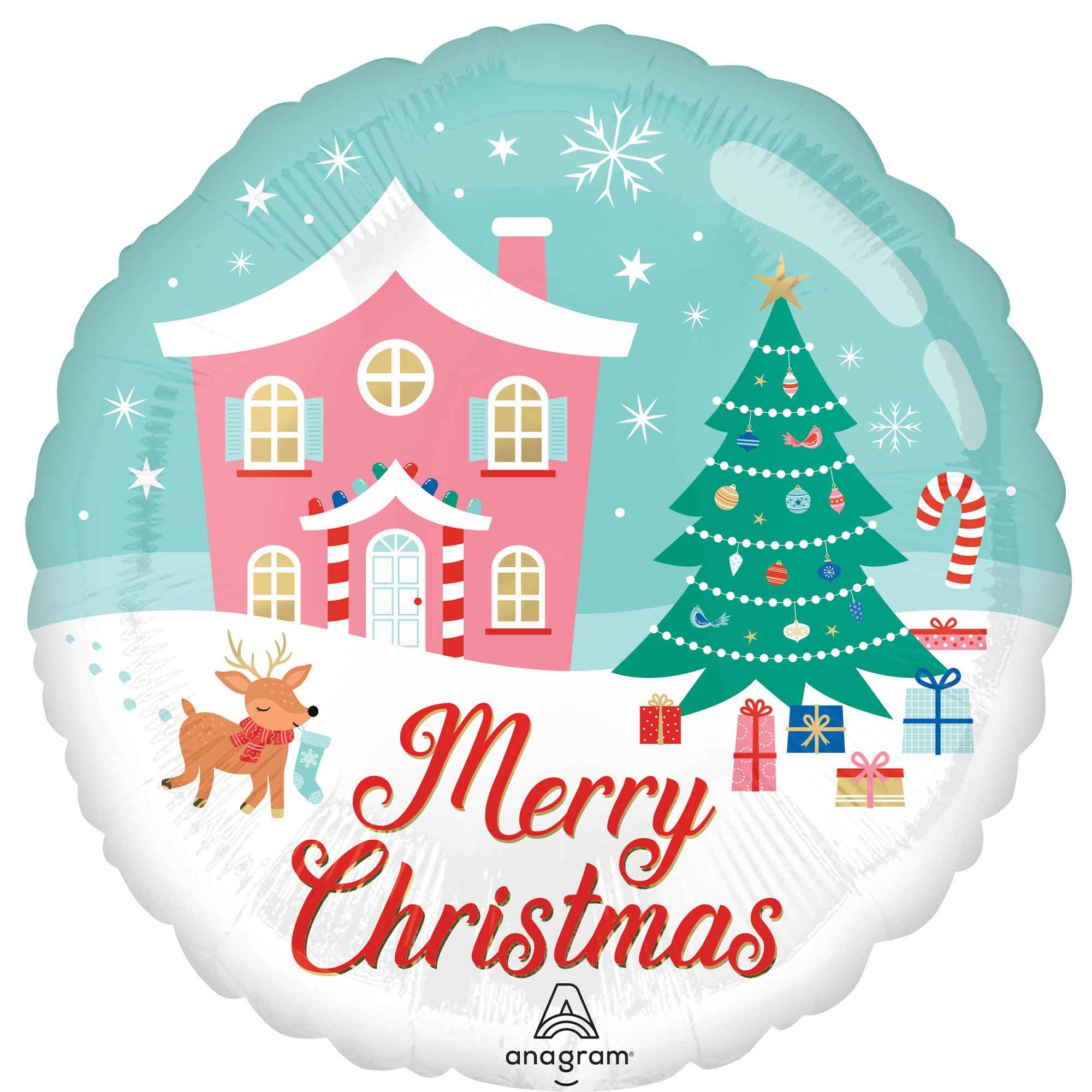 45cm Standard HX Nostalgic Merry Christmas Wonderland Balloon - Perfect for Holiday Decorations, Christmas Parties, and Festive Home Decor