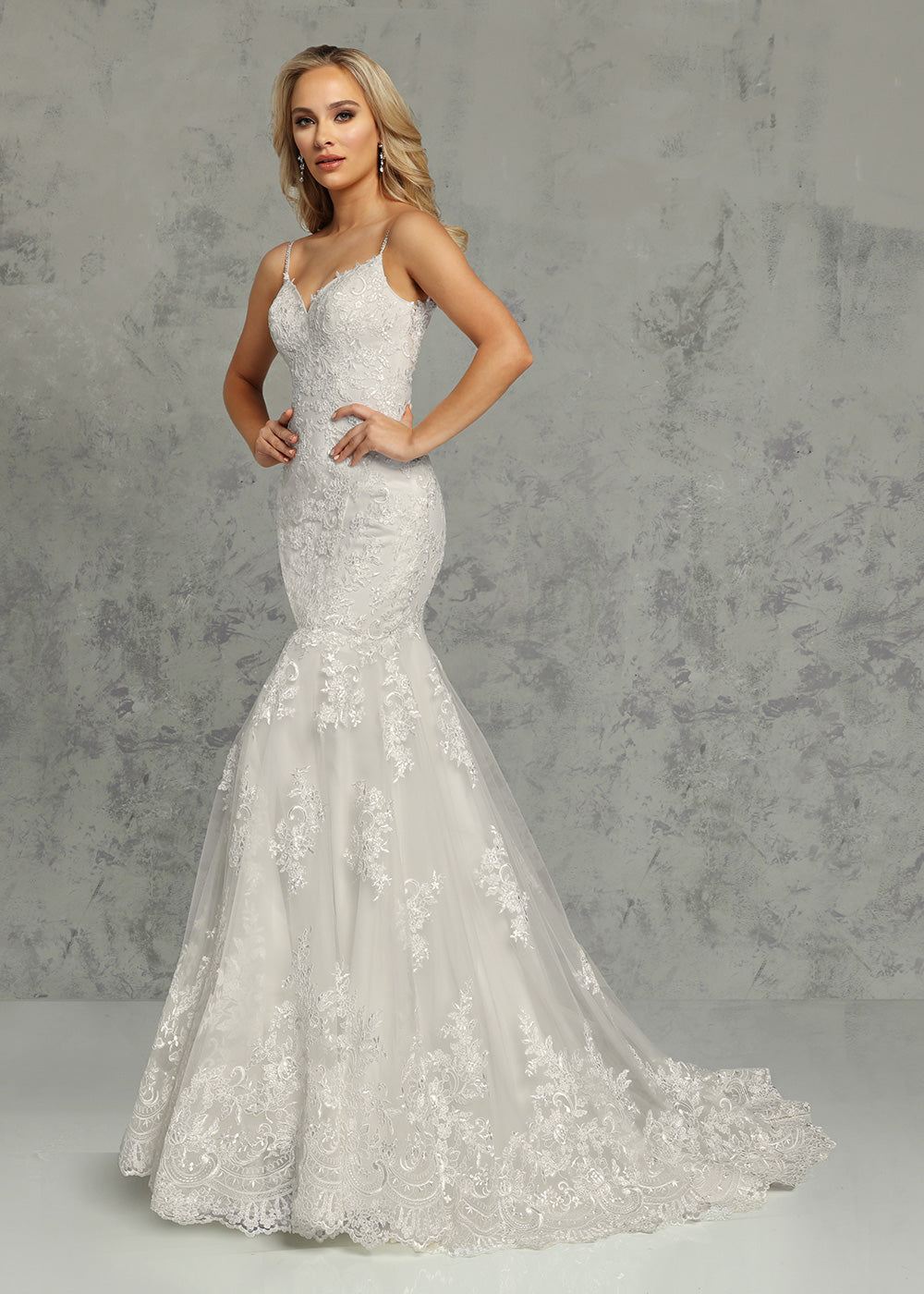 Sophie Lace Mermaid Wedding Dress with Beaded Straps - Elegant Bridal Gown for Beach, Church & Formal Weddings