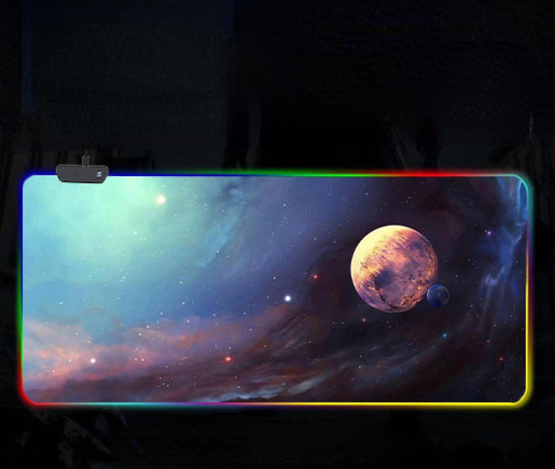Luminous Gaming Mouse Pad - Extra Large 31.5 x 11.8 Inches Glowing Mousepad for PC, Keyboard & Office Desk - Non-Slip RGB LED Surface for Gamers & Computer Work