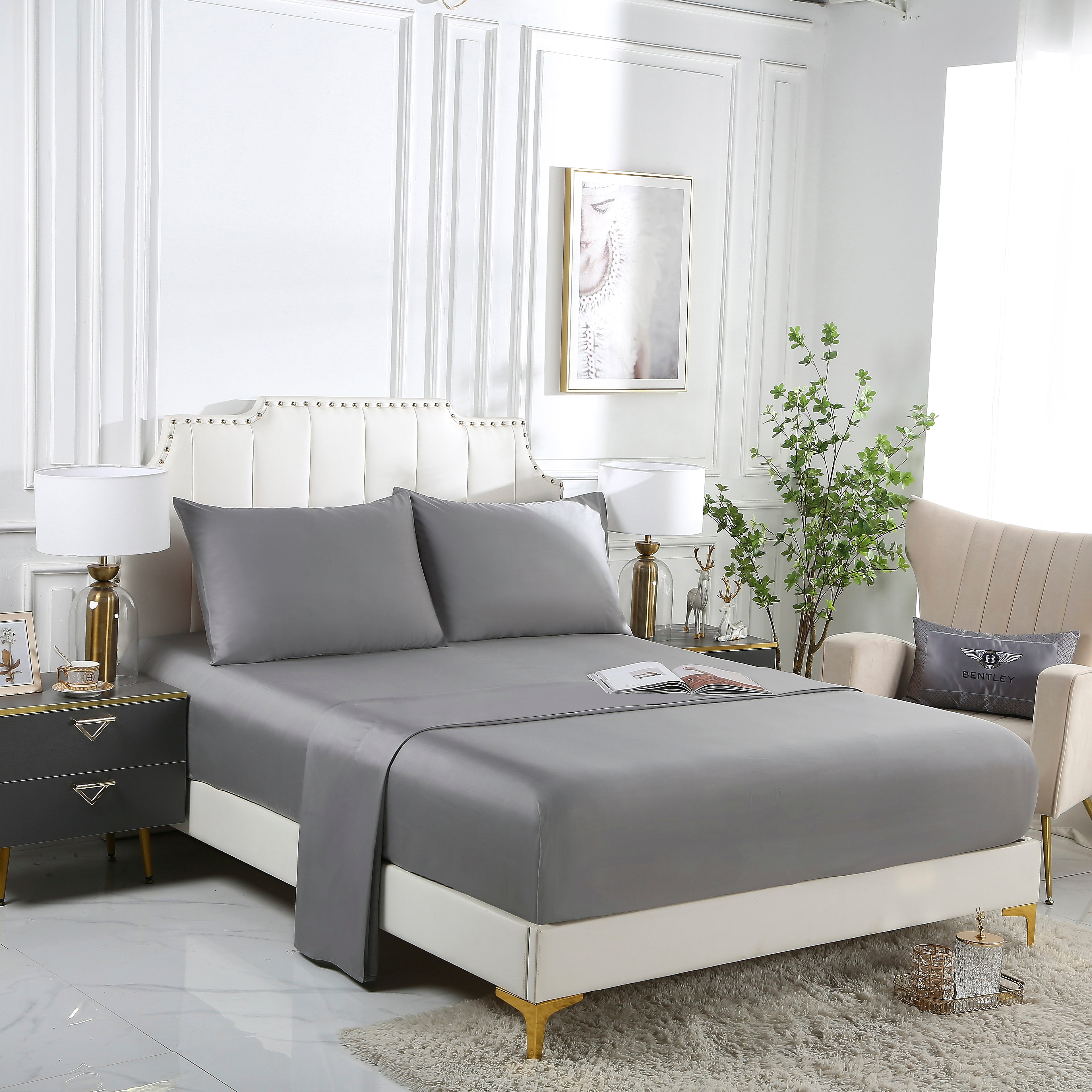 100% Organic Bamboo King Size Sheet Set - Soft, Breathable & Hypoallergenic Bedding for Luxurious Sleep - Perfect for Hot Sleepers & Eco-Conscious Homes