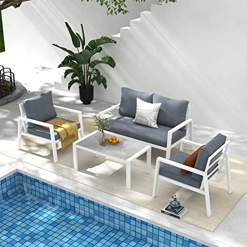 White Finish & Grey Cushion