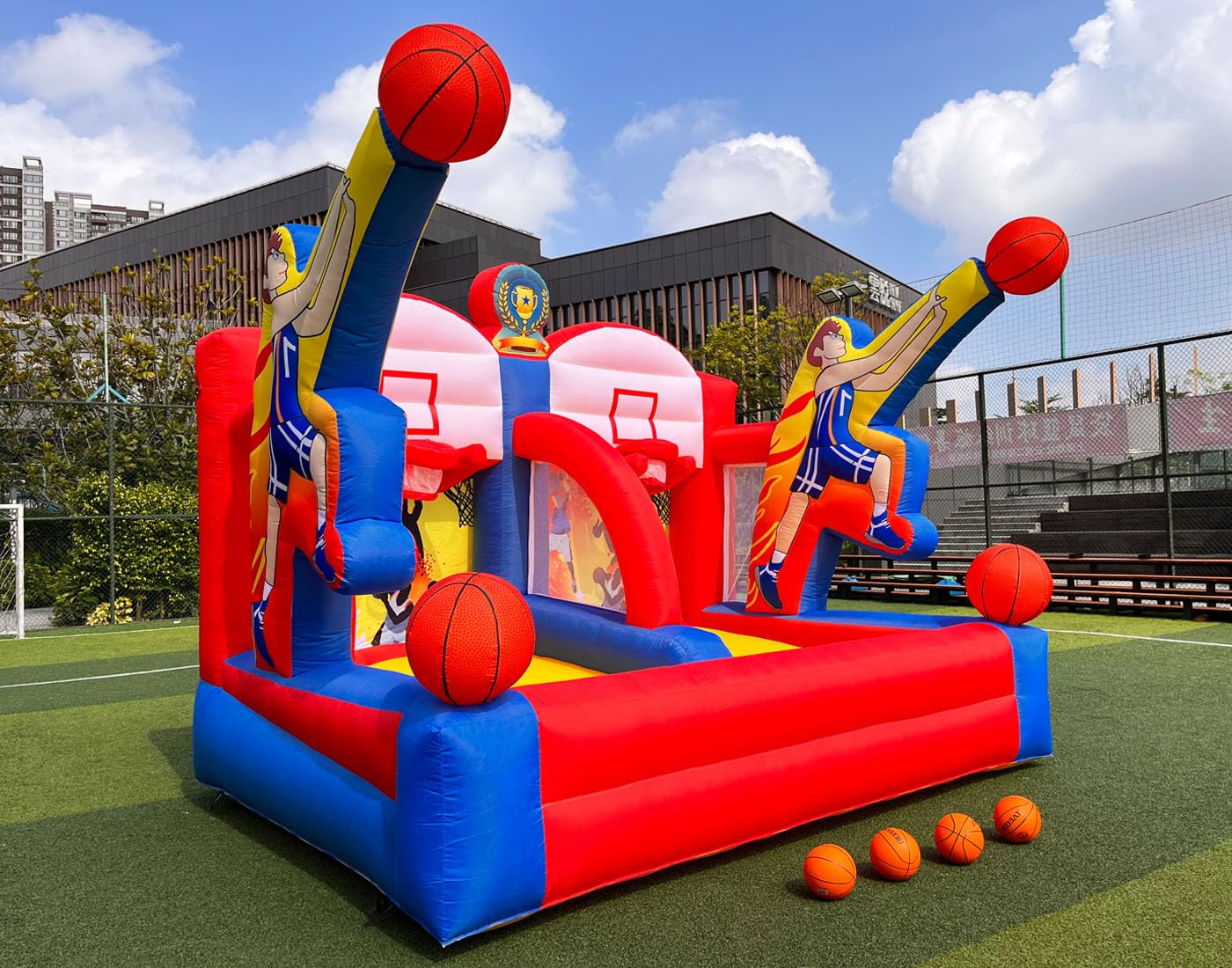 **Inflatable Basketball Hoop Game Set with 2 Hoops & 4 Balls - Portable Outdoor Sports Toy for Kids & Adults - Perfect for Parties, Events, Backyard Fun & Summer Gatherings**