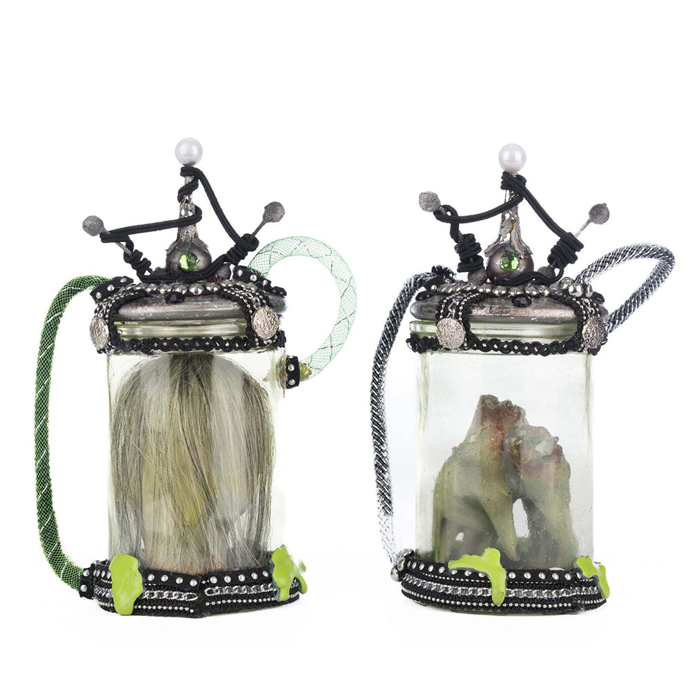 Chaotic Specimen Jars Set of 2 - Unique Science Decor & Oddity Display by Katherine's Collection - Perfect for Halloween Decor, Mad Scientist Lab & Gothic Home Decor