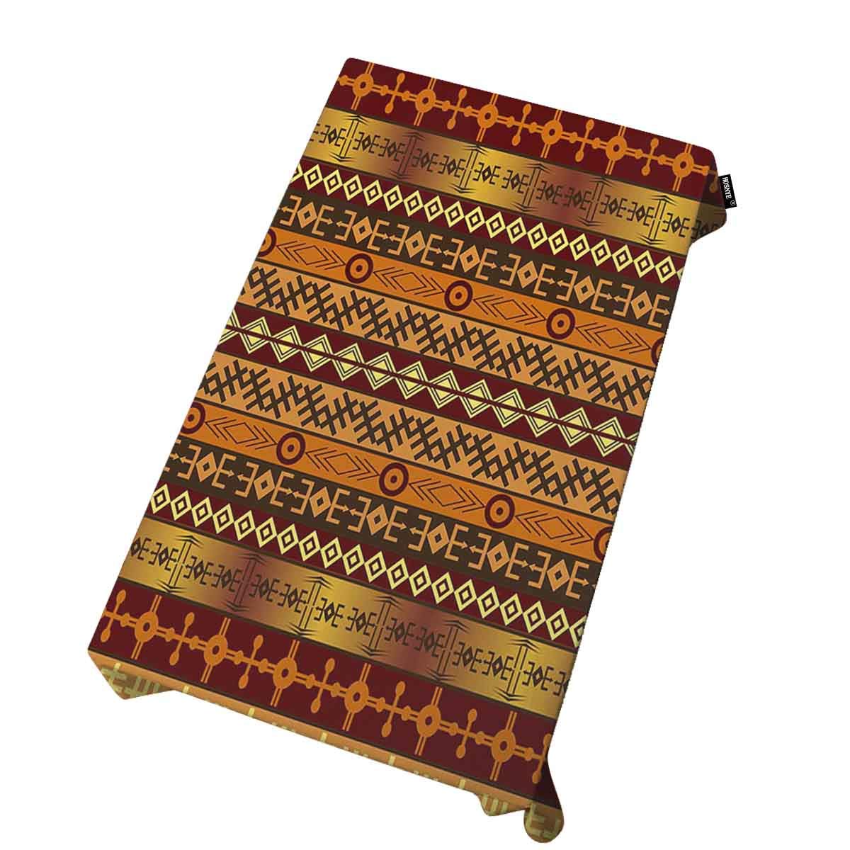 African Motif Ethnic Tablecloth - Yellow Geometric Print Rectangle Fabric Table Cover for Kitchen, Dining, Wedding & Holiday Parties (52x70 Inches) | Perfect for Cultural Celebrations & Home Decor
