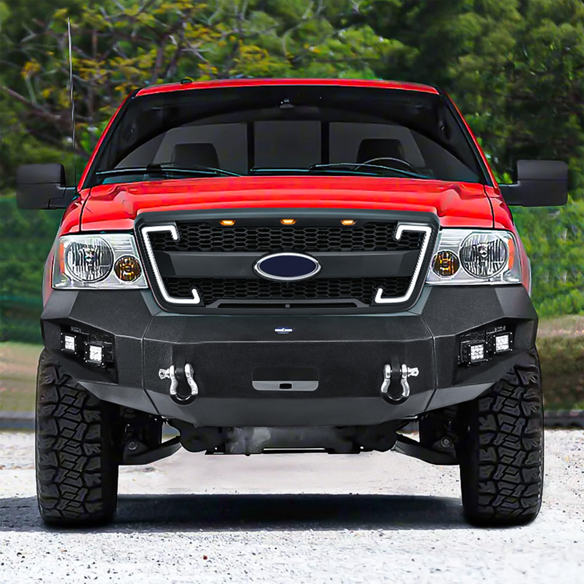 Raptor Style Mesh Grille with DRL & Turn Signals for 2004-2008 Ford F150 | Matte Black | Off-Road Upgrade | Enhanced Style & Visibility for Trucks