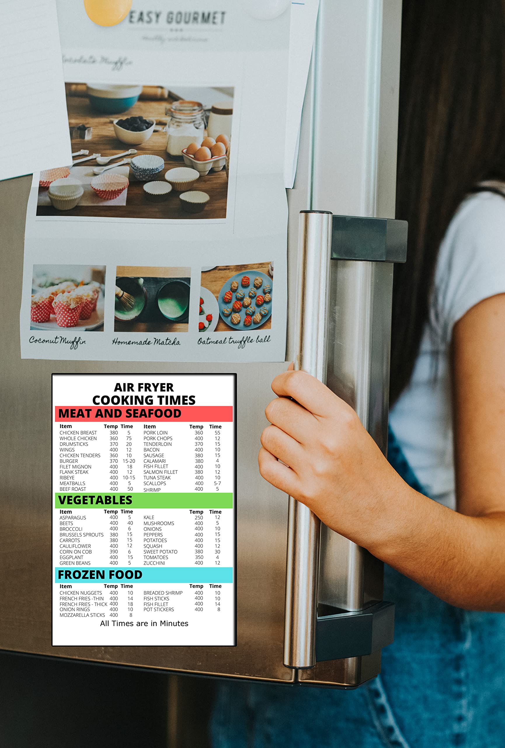 6x9 Inch Kitchen Measurement Conversion Magnet Sign - Cooking Chart with Air Fryer Times & Temperature Guide | Perfect for Home Chefs & Baking Enthusiasts