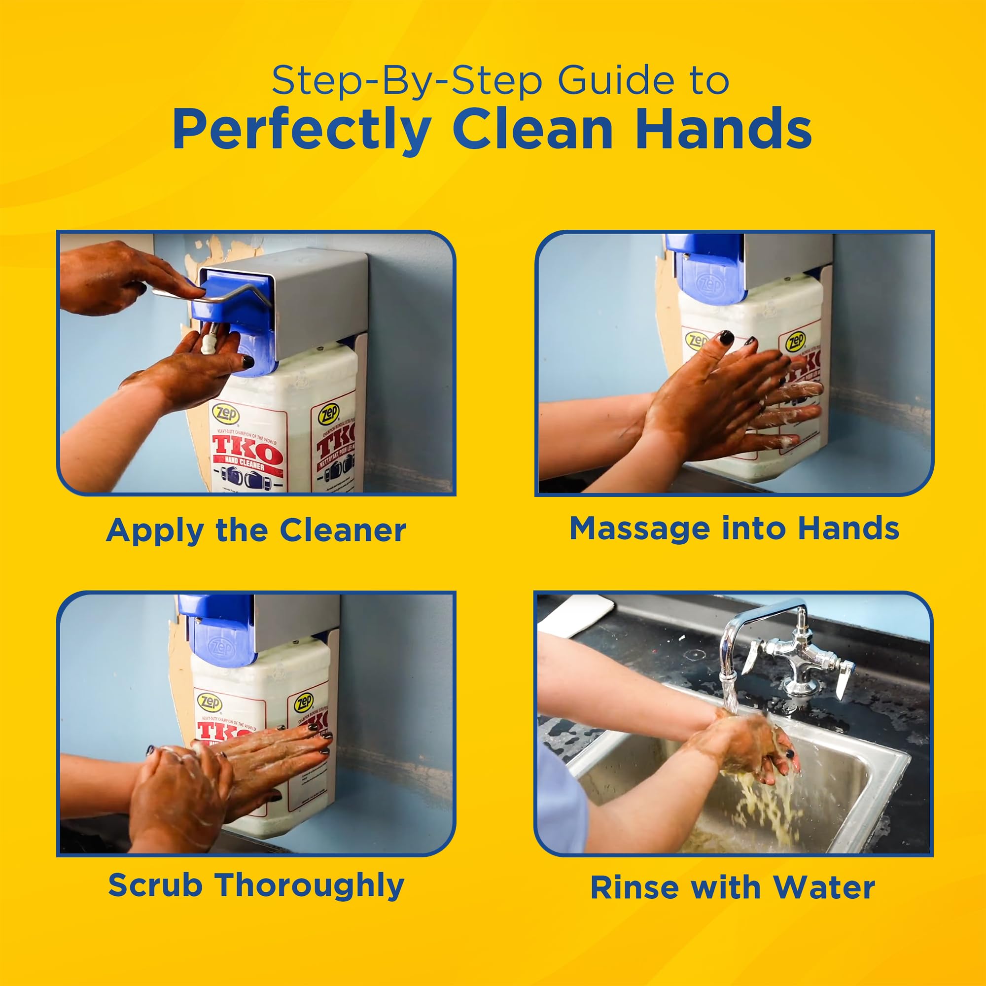 Zep TKO Heavy-Duty Industrial Hand Cleaner - 1 Gallon (Case of 4) - Professional-Grade Degreaser for Mechanics, Auto Shops & Construction Workers - Includes Dispenser for Easy Use in Garages, Workshops & Job Sites