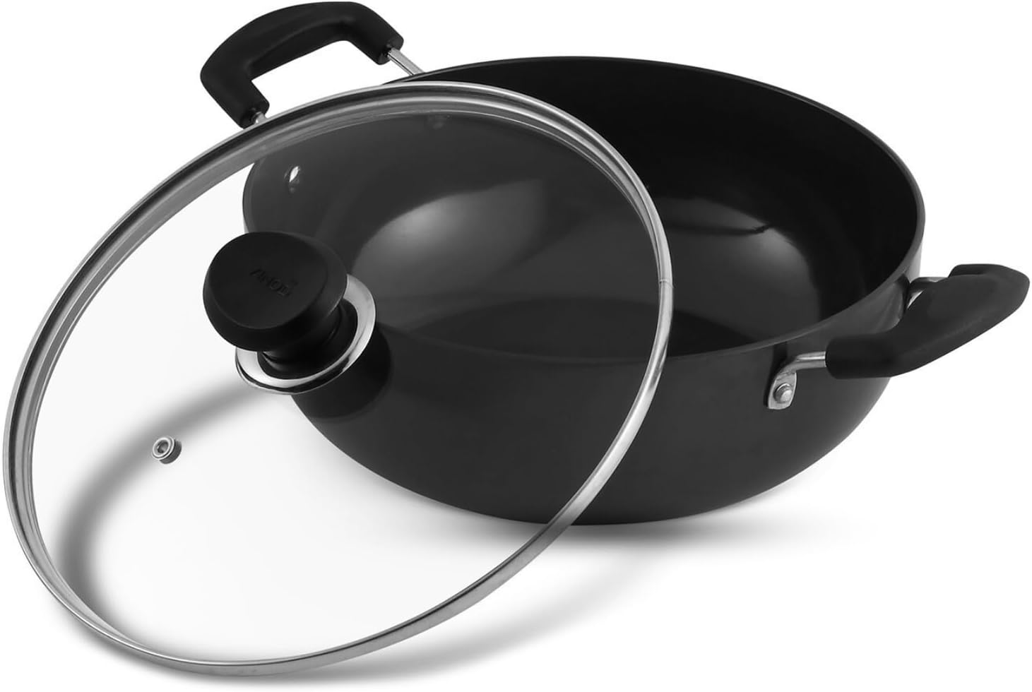 Vinod Cookware Professional Deep Kadhai – 2.6 Liters (2.7 Quarts) – 22cm – Glass Lid – Premium Indian Cooking Pot for Curry, Biryani & Deep Frying – Ideal for Home & Restaurant Use