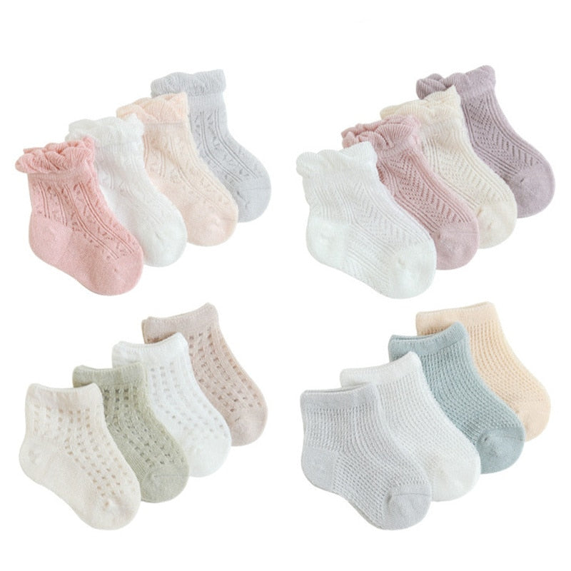 Soft & Breathable Cotton Baby Socks Set - 6 Pairs for Newborns & Toddlers - Perfect for Summer, Playtime & Everyday Comfort