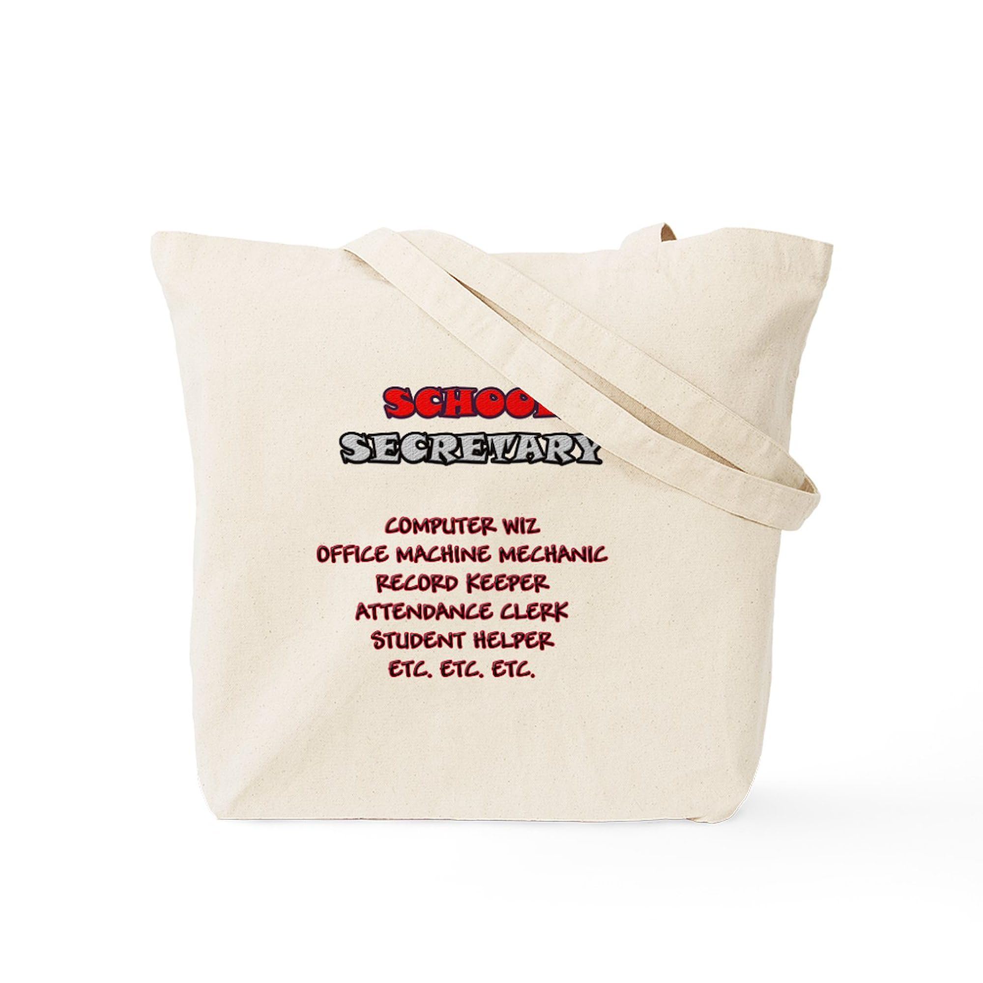 CafePress School Secretary Duties Tote Bag - Natural Canvas Reusable Shopping Bag for Teachers, Office & Everyday Use